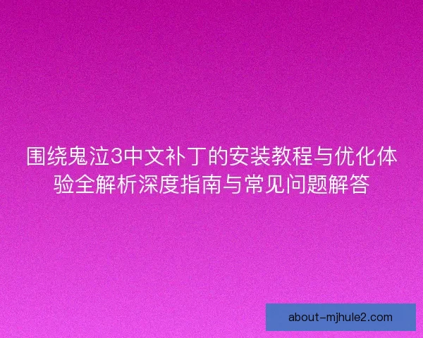 围绕鬼泣3中文补丁的安装教程与优化体验全解析深度指南与常见问题解答